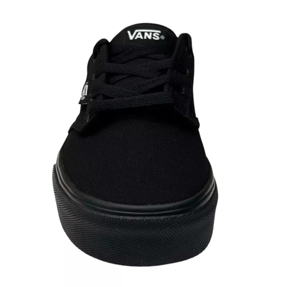 Vans Atwood Youth Boy's/Girl's‎ Canvas Shoes Size 3 Solid Black Low Top Lace up